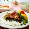 ♪鶏の照り焼き丼＆レンジ蒸しなすのごまだれがけ♪
