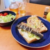 鯵とチーズ、鯖と野菜のサンドイッチで朝ご飯