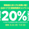 増税前におトクにお買い物！GOトク！！！初回利用キャンペーン！　LINE SHOPPING GO で２０％還元キャンペーン 実施中【9月8日まで】