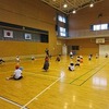 １年生：体育　ドッジボールのキャッチボール