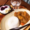 今日の朝食ワンプレート、カレーライス、バナナブルーベリーヨーグルト