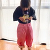 【サイズ比較】120サイズのバルーンパンツを三姉妹で試着してみました。