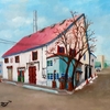 「函館の　と或る街角」」の絵です