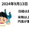 日経は反落　MSQだが商い盛り上がらず　3連休前で円高も進行し軟調な1日に　2024年9月13日