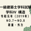 一級建築士試験 構造Ⅳ【令和元年度（2019年度）No.7～No.8】【荷重・外力】