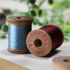 【2個セット】USAヴィンテージ木製スプール糸巻きWood Spool・赤＆水色｜シルク糸・アンティークソーイング雑貨・刻印・印字・裁縫 [SWG-23-008]