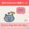 Every dog has his day.【直訳では分からない英語フレーズ＃11】