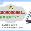 【会社名不明】08003000851の詳細情報。 電力切替営業や自動音声アンケート等何回もかかってきました！