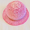 手編みの夏帽子「ピンクボーダー」