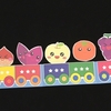 【たべもの列車・くだもの列車】作成見本♬簡単な作り方紹介☆ペープサートやパネルシアター・スケッチブックシアターなどに使える無料イラスト素材（型紙）♪保育園・幼稚園・介護施設などにオススメ。子供に人気の秋・冬（１１月・１２月・１月）のお歌♪