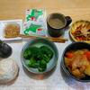 鶏肉じゃが。ブロッコリー。きんぴらごぼう。