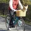 コーギーと自転車に乗る