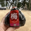 神社の境内でいただくおむすび、格別美味しいです。