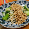 簡単！！ごはんのお供に最高！！チンゲン菜と鶏ひき肉の味噌餡かけ