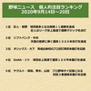 野球ニュース　個人的注目ランキング　2020年9月14日～20日