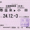 本日の使用切符：鶴巻温泉駅発行 鶴巻温泉-小田原 往復乗車券
