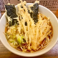 立ち食い蕎麦 酒処 稜（綾瀬）かけそば＋海苔天＋えのき天＋ジャンボゲソ天＋レンコン天＋鯖塩焼、他