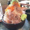 伊豆高原ビール 伊東マリンタウン店の「漁師の漬け丼」／魚の山崩しは食べるのにスキルがいる