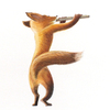 水彩画「Fox / Flutist (Flautist)」