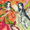 「夏と秋の姉妹」平安オリジナルアナログイラスト：平安装束