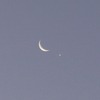 明け方の月と金星