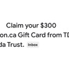 【バンクーバー生活録】TD canadaからAmazonギフトカード400ドルもらった話