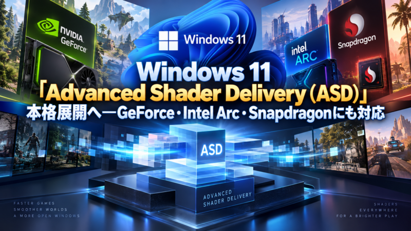 Windows 11「Advanced Shader Delivery（ASD）」本格展開へ―GeForce・Intel Arc・Snapdragonにも対応