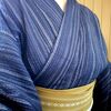 紳士物っぽい綿麻しじらの浴衣（昨日）