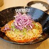 【廣島汁なし担担麺 -翼-2nd】サッカー観戦以外でも食べたい！サンフレ色が強めな汁なし担担麺(中区基町)