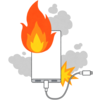 発火するモバイルバッテリーのフリーイラスト素材