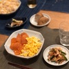 二色丼、きゅうりとちくわのおかか和え