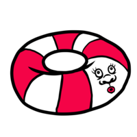 紅白の浮き輪のかわいいイラスト