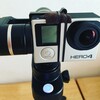 GoProにフェルトで風防。ジンバルにはモビロンバンドで