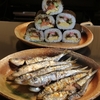 らくたろう一家の節分　『喜楽の海鮮巻+上巻寿司』『いわし』　～魚焼用石でフワフワな仕上がりです～