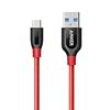 Anker PowerLine+ USB-C & USB-A 3.0 ケーブル (0.9m レッド) Galaxy S9 / S8 / S8+、MacBook、Xperia XZ その他Android各種、USB-C機器対応