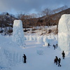 支笏湖 氷濤まつり。札幌から新千歳へ向かう途中に寄り道