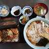春の嵐の中、いつもの食堂で天丼とワンタンメンでお昼にしました　＠大網白里　まつや食堂