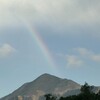 秩父にゲリラ豪雨、武甲山に虹が。