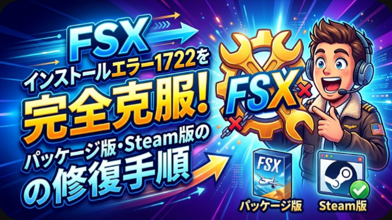 FSXインストールエラー1722を完全克服！パッケージ版・Steam版の修復手順
