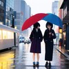 「曇り空の雨の日、パラパラ降る中での配送」