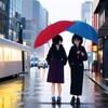 「曇り空の雨の日、パラパラ降る中での配送」