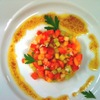 鮃のカルパッチョ　夏野菜のソース