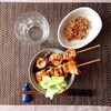 Roast chicken bowl, Natto.