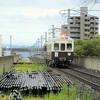 雨の中　琴電レトロ電車を撮影