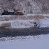 平川の畔を往く、弘南鉄道大鰐線のキ105 + ED221の除雪列車を撮る！