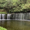 白糸の滝　軽井沢　幅70mの水のカーテン　日本夜景遺産　ライトアップがきれい！　目の前にバス停あり