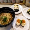 はま寿司 環八大鳥居店@大鳥居（朝ラーメン、煮玉子、サラダ軍艦三種盛（シーフード・コーン・ツナ）、納豆、牛カルビ）