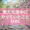 東大宅浪中にやっていたこと【4月】｜川辺の散歩を楽しんでいました。