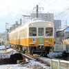 雪景色をいれて撮影　600形と1070形の連結運転