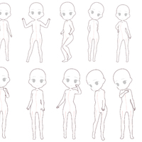 【お絵描き資料】デフォルメミニキャラクターの立ち姿ポーズ集